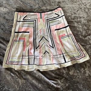 Elie Tahari Lightweight Silk Geometric A-Line Skirt